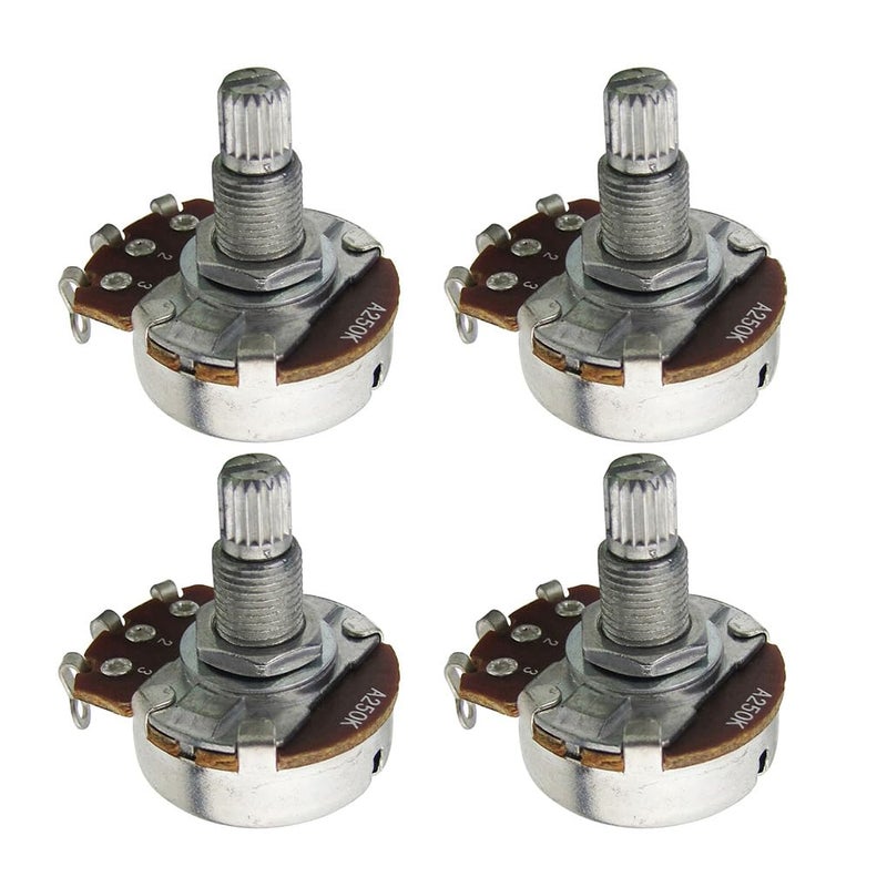 FLEOR 4pcs Full Size Guitar Volume Pot 18mm Shaft Audio Taper Potentiometer A250K - Image 1